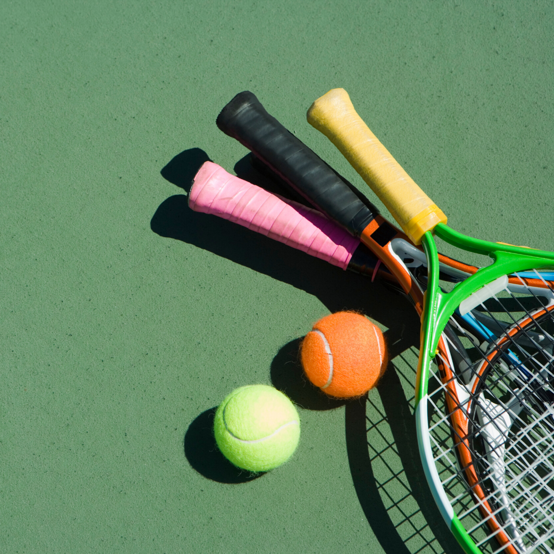 Tennis racquets and balls